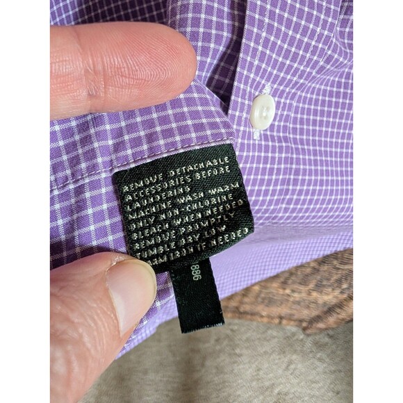 Lauren Ralph Lauren Slim Fit Non Iron Button Up Shirt Men's 15 1/2 32 33 Purple - Picture 7 of 8